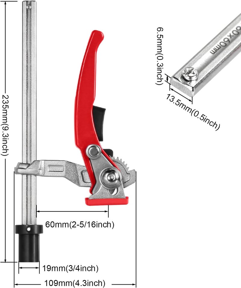 Tocool MFT Table Workbench Quick Ratchet Bench Dog Clamp 3/4 Inch Dog Hole Clamp Hold Down Clamp for Woodworking (2 Pack) - Image 3